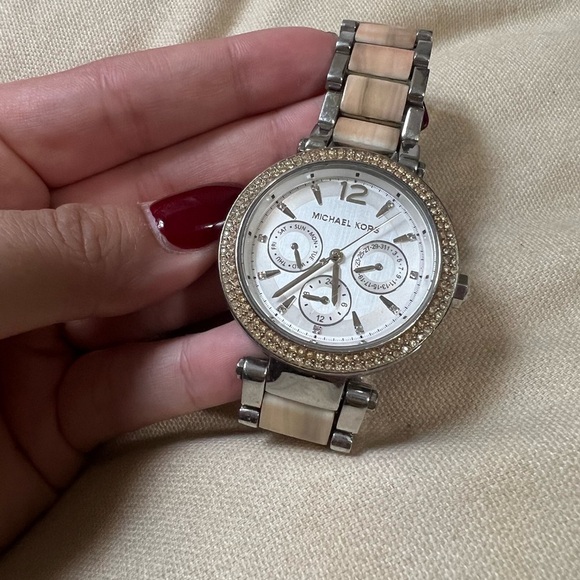 Michael Kors White Bone Silver Watch